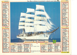 CALENDRIER DES POSTES 1990 ALMANACH DU FACTEUR ED OLLER VOILIER DARMLODZIZY - Grand Format : 1981-90