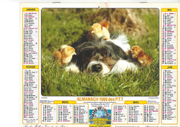 CALENDRIER DES POSTES 1988 ALMANACH DU FACTEUR ED LAVIGNE CHIEN OIE - Grand Format : 1981-90