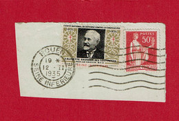 1935 - Timbre Paix 50ct Rouge Avec Vignette Calmette - Sur Fragment - Tuberkulose-Serien