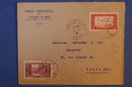 H11 ALGERIE  BELLE LETTRE 1939 ORAN  POUR PARIS RUE JOUBERT FRANCE+ AFFRANCHISSEMENT PLAISANT - Covers & Documents