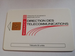 MONACO CHIPCARD  50 UNITS  DIRECTION DES TELECOMMUNICATIONS      Fine Used Card   ** 3951 ** - Mónaco