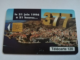 MONACO CHIPCARD  120 UNITS  377 21 HEURES   PREFIX 00      Fine Used Card   ** 3954 ** - Monace