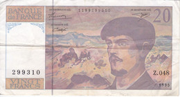 BILLETE DE FRANCIA DE 20 FRANCS DEL AÑO 1995 SERIE Z.048 (BANKNOTE) CLAUDE DEBUSSY - 20 F 1980-1997 ''Debussy''