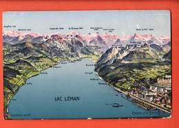 ZBX-04 Panorama Du Bassin Lémanique. Lausanne,Pully Lutry Cully Vevey Bouveret Evian.Circ. Sous Enveloppe. Burgy 470B - Cully