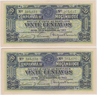 MOÇAMBIQUE - MOZAMBIQUE - 1919 - BANCO DA BEIRA - VINTE CENTAVOS - VINGT CENTAVOS - TWENTY CENTAVOS - RUNNING NUMBERS - Mozambique