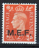 Middle East Forces 1942 Single 2d George VI Stamp From Definitive Set. These  Stamps Of Great Britain Overprinted MEF. - British Occ. MEF