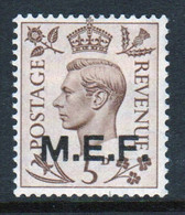 Middle East Forces 1942 Single 5d George VI Stamp From Definitive Set. These  Stamps Of Great Britain Overprinted MEF. - Occ. Britanique MEF