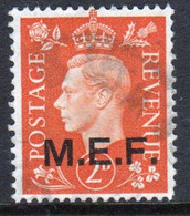 Middle East Forces 1942 Single 2d George VI Stamp From Definitive Set. These  Stamps Of Great Britain Overprinted MEF. - British Occ. MEF
