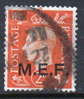 Middle East Forces 1942 Single 2d George VI Stamp From Definitive Set. These  Stamps Of Great Britain Overprinted MEF. - Britische Bes. MeF