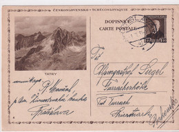 TCHECOSLOVAQUIE - 1935 - CP ENTIER ILLUSTREE (TATRY) De BRATISLAVA => TURRACHERHÖHE (STEIERMARK - AUTRICHE) - Ansichtskarten