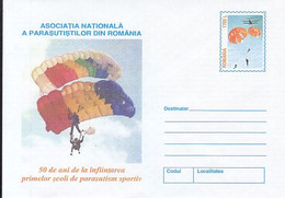 92291- NATIONAL PARATROOPERS ASSOCIATION, PARACHUTTING, SPORTS, COVER STATIONERY, 2000, ROMANIA - Paracaidismo