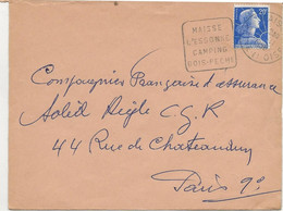 LETTRE OBLITERATION DAGUIN -SEINE ET OISE -"MAISSE L'ESSONNE CAMPING  BOIS - PECHE - 1958 - Mechanical Postmarks (Other)