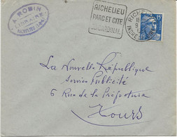 LETTRE OBLITERATION DAGUIN -INDRE ET LOIRE - "RICHELIEU PARC ET CITE DU CARDINAL " 1951 - Mechanical Postmarks (Other)