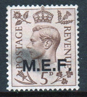 Middle East Forces 1943 Single 5d George VI Stamp From Definitive Set. These  Stamps Of Great Britain Overprinted MEF. - Britische Bes. MeF