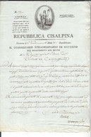 REPUBBLICA CISALPINA  Mantova 6 Vendemiale Anno X ( 28.9.1801 ) Commissario Mincio  Al ... Castel Goffredo - Historische Dokumente