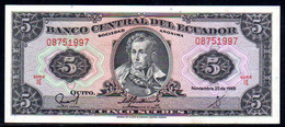 561-Equateur Billet De 5 Sucres 1988 IE-087 Neuf - Ecuador