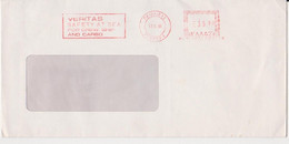 AMOUNT 35, VERITAS SAFETY AT SEA FOR CREW SHIP AND CARGO CAMETERMARK, MACHINE RED STAMPS ON COVER GREECE SENT ROMANIA - Storia Postale