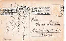 Sweden 1912 Card; Olympic Games Stockholm; 04.06.1912; Machine Endelss Roller Cancellation; Stamp Missing - Ete 1912: Stockholm