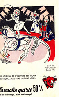 BU 2108 /   BUVARD-   LA VACHE QUI RIT  SERIE LE  CIRQUE    LE CHEVAL DE L'ECUYERE    ( 21,00 Cm X 13,50 Cm ) - Milchprodukte