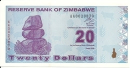 ZIMBABWE 20 DOLLARS 2009 UNC P 95 - Zimbabwe