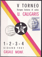 Italy, 1961, European Soccer Tournament, Commemorative Card - Covers & Documents