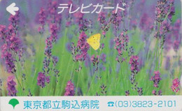 Carte Prépayée JAPON - ANIMAL - PAPILLON Sur Fleur Lavande - BUTTERFLY On Flower JAPAN Prepaid Television TV Card  - 306 - Vlinders