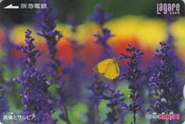 Carte Prépayée JAPON - ANIMAL - PAPILLON Sur Fleur Lavande - BUTTERFLY On Flower JAPAN Prepaid Lagare Card  - 310 - Schmetterlinge