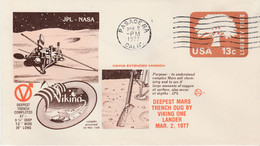 N°944 N -lettre (cover) -g Deepest Mars Trench Dug By Viking One 1977 --entier Postal- - Nordamerika