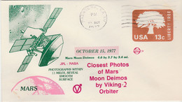 N°945 N -lettre (cover) -Closest Photos Ol Mars Moon Deimos By Viking 2 -entier Postal 1977- - Amérique Du Nord