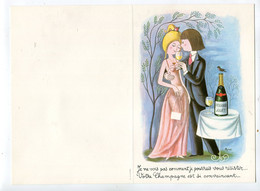 Double Feuillet Vierge Pour Menu  : Champagne  Perrier Jouët Amoureux De Peynet  Format 138*200 Mm - Menus