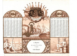 1 Calendrier 1864 Traité Du 16 Juillet 1863 à Messieurs Les Habitués Les Garçons  Du Café Français Litho. Ratinckx Fr. - Cartes Porcelaine