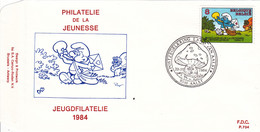 B01-229 2150  BD P734 FDC   Rare Smurf Schtroumpf Peyo 20-10-1984 9300 Aalst €12 - 1981-1990