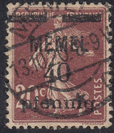 FRANCE Francia Frankreich (colonie) - 1920/1921 - Memel - Yvert 22, Obliterato, Marrone. - Oblitérés