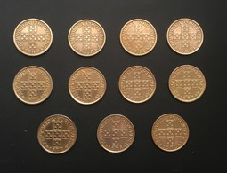 $E88-Complete Set Of 11 Bronze Coins Of 50 Centavos - Portugal - 1969 To 1979 - Portugal