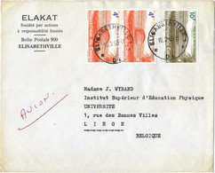 Lettre Par Avion -ELISABETHVILLE ( Société  ELAKAT ) VIA LIEGE ( Institut Sup. D'Education Physique UNIVERSITE (1965) - Storia Postale