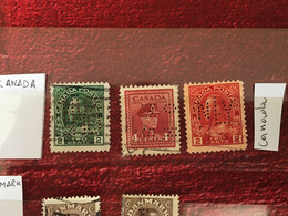 CANADA 3 TIMBRES - Perforé Perforés, Perfin Perfins, Perforatis, Perforado, Perforated, Perforata, Durchlöche - Perforadas