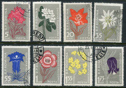 ROMANIA 1957 Carpathian Flowers Used.  Michel 1647-54 - Oblitérés