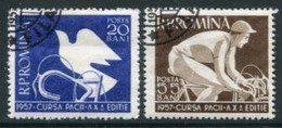 ROMANIA 1957 Peace Cycle Race Used.  Michel 1643-44 - Gebraucht