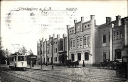 CPA Brandenburg An Der Havel, Bahnhof, Straßenseite, Straßenbahn - Autres