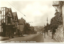 REAL PHOTOGRAPHIC POSTCARD - NORTH HILL FROM HEAD STREET - COLCHESTER - ESSEX - Colchester