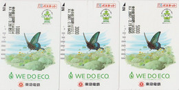 LOT De 3 Cartes JAPON - ANIMAL - PAPILLON - BUTTERFLY / Ecology JAPAN Prepaid Passnet Card - SCHMETTERLING - 332 - Butterflies