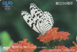 Rare Carte Prépayée JAPON - ANIMAL - PAPILLON - BUTTERFLY JAPAN Prepaid QUO Card - SCHMETTERLING - 336 - Butterflies