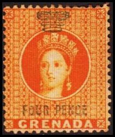 1883. GRENADA. Victoria. CROWN FOUR PENCE Yellow. No Gum. () - JF410601 - Grenada (...-1974)