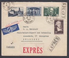 1951 REP. FRANCAISE. UPU 25 F. + 15, 25 And 30 F On EXPRES Cover To Helsinki, Finland... (Michel 870+) - JF368695 - Lettres & Documents