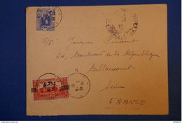 219 ALGERIE BELLE LETTRE 1939 PAR SERVICE MARITIME POUR BOULOGNE + LE GLADIATEUR BATEAU GUERRE - Storia Postale