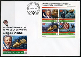 Niger 2020, J. Verne, Diving, Submarine, Baloon, 4val In BF In FDC - Diving