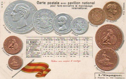 Carte Postale D'Espagne  Gaufrée N'a Pas Circulé - Münzen (Abb.)