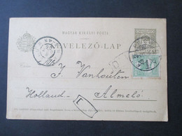 Ungarn 1906 Ganzsache Mit Zusatzfrankatur Auslandskarte Von Pecs Nach Almelo Niederlande Gesendet - Briefe U. Dokumente