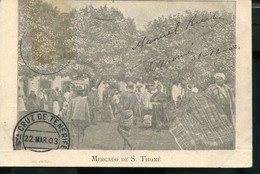 AFRICA SAO THOMÉ E PRINCIPE CCA 1900 VINTAGE POSTCARD "MERCADO" - Sao Tome Et Principe