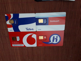 4 GSM Cards Netherlands (Mint New) 2 Scans Rare - Cartes GSM, Prépayées Et Recharges
